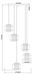Zuma Line 003064-034743 - Полилей на кабел SOLIX 5xE27/25W/230V, Ø73 см, златист/черен