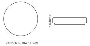 Ecolite W3090-18W/BI-LED Плафон за баня LIRA LED/18W/230V IP44 бял