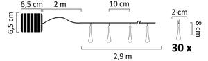 LED соларен гирлянд ICE 30xLED/1,2V 300 mAh IP44