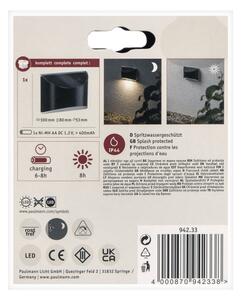 Paulmann 94233 - LED/0,05W IP44 Соларен стенен аплик ELLIOT 1,2V