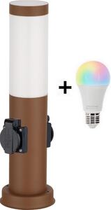 Brilagi - LED RGBW външна лампа с 2 цокъла E27 (1xE27/9W/230V), 40 cm, IP44, кафява