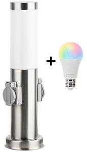 Brilagi-LED RGBW външна лампа с 2 гнезда 1xE27/9W/230V 40 см IP44 матов хром