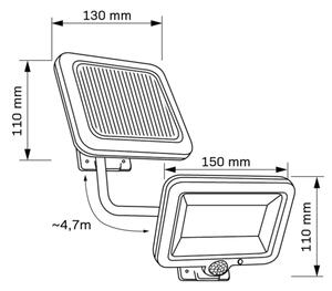 LED Соларен прожектор със сензор DUO LED/1W/3,7V 1200 mAh IP44