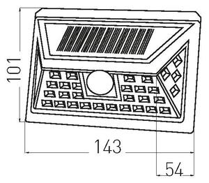 LED Соларен аплик със сензор LED/5W/3,7V 1200 mAh IP44