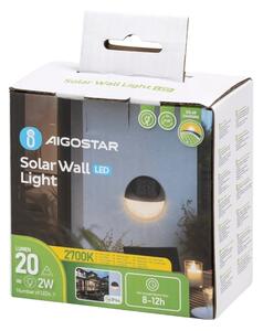 Aigostar - LED соларен стенен фенер 2W 1,2V черен 2700K IP44