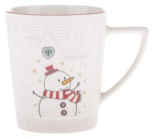 Бяла порцеланова чаша с коледен мотив 380 ml Snowman – Dakls