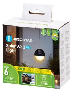 Aigostar - LED соларен стенен фенер 1W 1,2V черен 2700K IP44