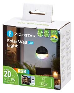 Aigostar - LED RGB соларен стенен лампион LED/2W/1,2V черен IP44
