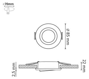 Лампа за вграждане EAST OPAL 1xGU10/8W/230V Ø 8,5 см златист