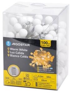 Aigostar - външна LED гирлянда 100xLED/3xAA/8 функции 10,3 m IP44 топло бяло