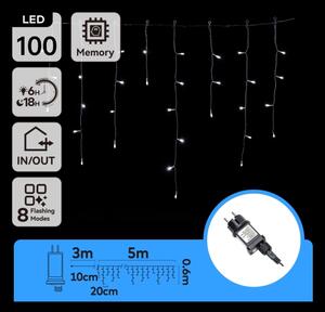 Aigostar - LED външна гирлянда, 100 LED, 8 режима, 8 нишки по 0,6 m, IP44, студено бяло