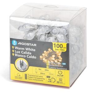 Aigostar - LED външна коледна гирлянда, 100x LED / 8 режима, 13 m, IP44, топла бяла