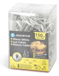 Aigostar - LED външна коледна верига 150xLED/8 функции 18m IP44 топла бяла