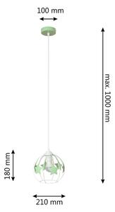 Детски пендел STARS 1xE27/15W/230V зелен/бял