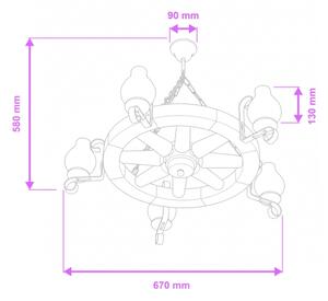 Brilagi - Полилей на верига ROATA 5xE14/40W/230V диаметър 70 см бук/орех