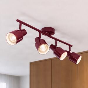 Lindby тавански прожектор Ovelia, тъмночервен, 80 см, 4-крилен, E27, Затъмняване, Червен, Дневна/трапезария, Метал, Модерен