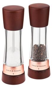 COLE & MASON Комплект мелнички за сол и пипер “DERWENT CHESTNUT ROSE GOLD“ - 19 см. - с механизъм за прецизност - цвят орех / розово злато