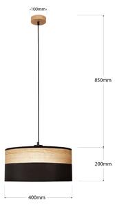 Polилей на кабел ALBA 1xE27/15W/230V Ø 40 см черен/кафяв