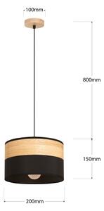 Полилей на кабел ALBA 1xE27/15W/230V Ø 20 см черен/кафяв