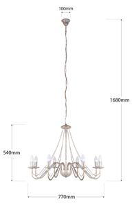 Полилей на верига MALBO 8xE14/10W/230V бял/златист/патина