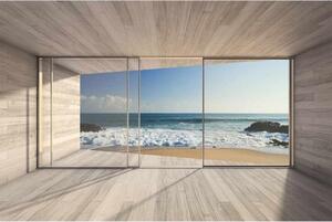 Флизелинов фототапет прозорец към плажа 375 x 250 см