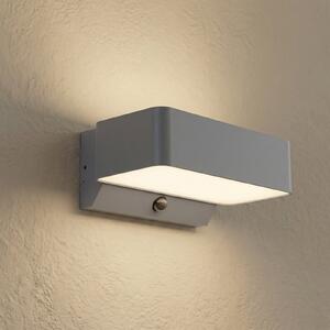 Lindby LED външна стенна лампа Fando, антрацит, със сензор, IP44, Сив, Алуминий