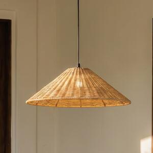 Lucande Външна висяща лампа Taniola, 1-свещник, конична, Ø 60 cm, Затъмняване, Дърво, Дървесина, Къща в провинцията / Рустик