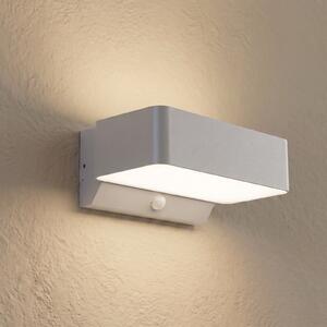 Lindby LED външна стенна лампа Fando, матово сребристо, със сензор, IP44, Металик, Алуминий