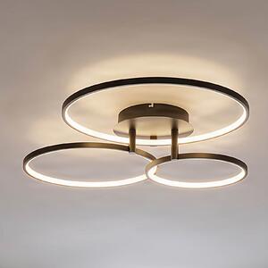 Lindby LED лампа за таван Rayk, черна, метална, 77 cm, с възможност димиране, Затъмняване, Черен, Дневна/трапезария, Алуминий, Модерен