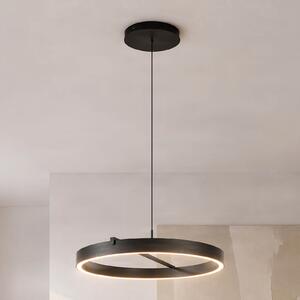 Lucande LED висяща лампа Rovan, Ø 60 cm, черна, CCT, с регулиране на яркостта, Затъмняване, Черен, Дневна/трапезария, Метал, Модерен