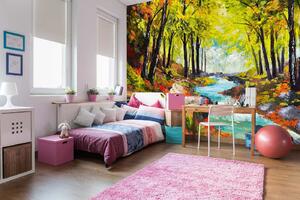 Самозалепваща се флизелинова фототапета картина - река в гората 375 x 250 см