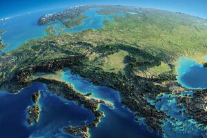 Флизелинов фототапет 3d карта на европа 375 x 250 см