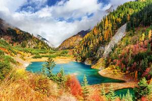 Флизелинов фототапет есенен пейзаж с езеро 375 x 250 см