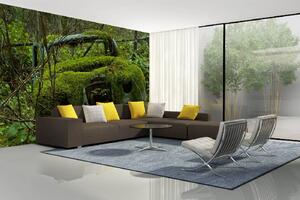 Самозалепваща се флизелинова фототапета кола, покрита с мъх 375 x 250 см