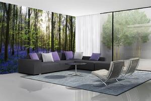Самозалепваща се флизелинова фототапета килим от сини камбанки 375 x 250 см