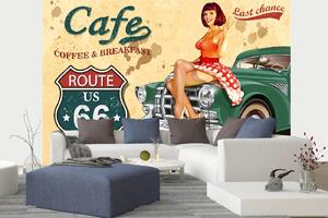 Самозалепваща се флизелинова фототапета плакат на кафене по route 66 375 x 250 см