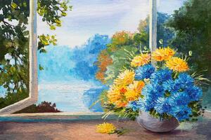 Флизелинов фототапет картина - сини цветя 375 x 250 см