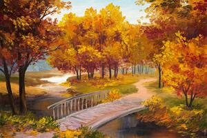 Флизелинов фототапет картина - есенна гора с река 375 x 250 см
