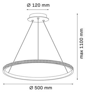 LED полилей на кабел DIANA LED/25W/230V 4000K Ø 50 см златист