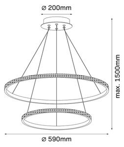 LED полилей на кабел DIANA LED/44W/230V 4000K диаметър 59 см златист