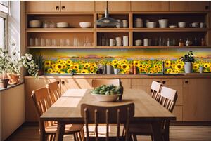 Фототапет за кухня - картина със слънчогледи 420 x 60 см