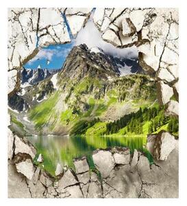 Флизелинов фототапет счупена стена с планина 225 x 250 см