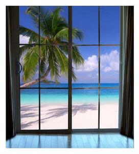 Флизелинов фототапет плаж през прозореца 225 x 250 см