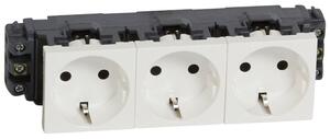 Legrand 278603L Троен контакт Mosaic, Schuko 3x2P+E, винтови клеми, white, - 278603L