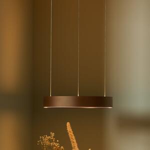 LOOM DESIGN LED висяща лампа „Velora“ в карамеленокафяво, Ø40 см, с регулиране, Затъмняване, Кафяв / ръждив, Дневна/трапезария, Алуминий, Модерен