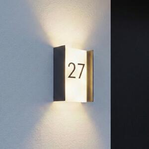 Lindby LED външна лампа Selqa, номер на къщата, антрацит, IP65, Черен, Метал, Модерен