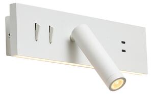 Модерна бяла регулируема стенна лампа с USB-C вкл. LED - Modric