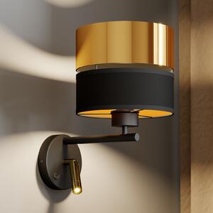 TK Lighting Стенна лампа Hilton черно/златно с LED за четене, Черен, Дневна/трапезария, Метал, Модерен, Светлина за четене