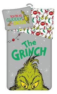 Зелено/сиво единично памучно детско спално бельо 200x140 cm Grinch – Jerry Fabrics