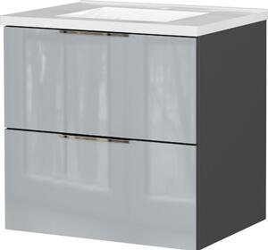 Сив гланцов стенен шкаф за мивка 61x61 cm Celano – Germania